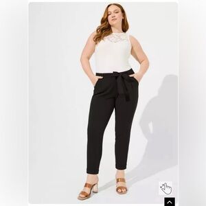 Torrid Pull-On Taper Stretch Crepe High-Rise Tie-Front Pant